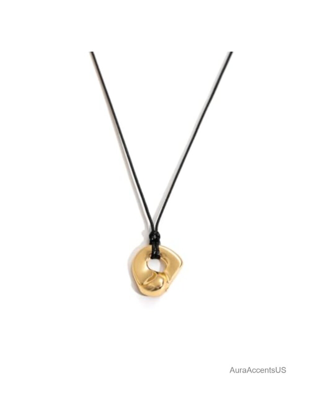 Abstract Sculptural Pendant Necklace Long Black Cord Women Jewelry